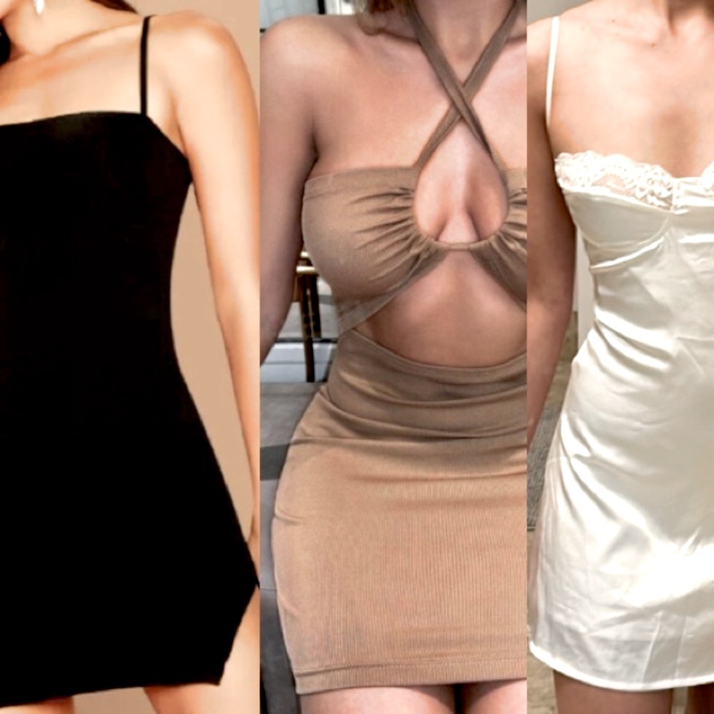 3 item mini dresses